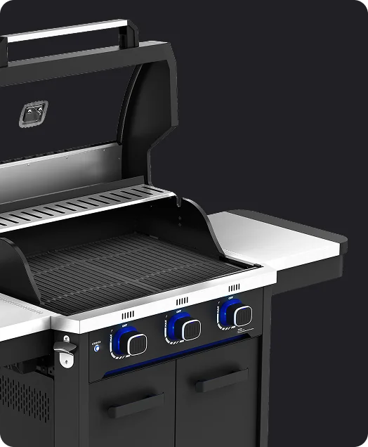Rock 3 Burners Gas BBQ with Glass Lid & Cabinet