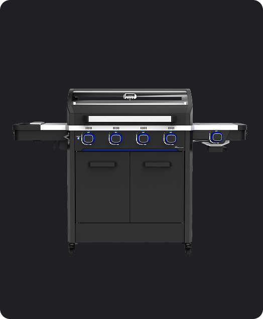 Rock 4 Burners Gas BBQ with Side Burner & Glass Lid