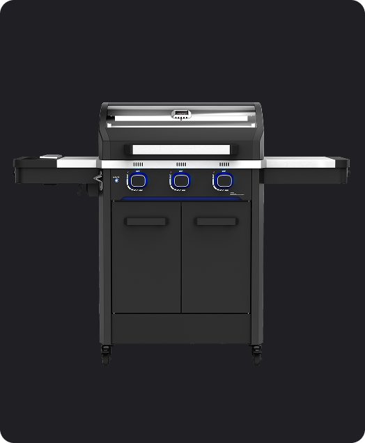 Rock 3 Burners Gas BBQ with Glass Lid & Cabinet