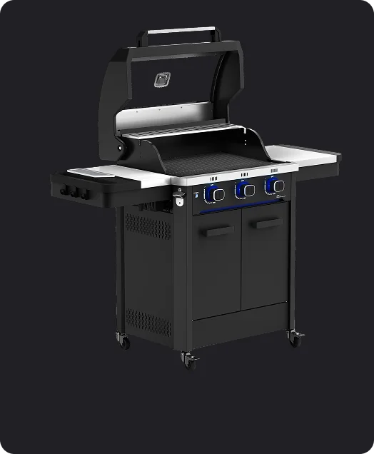 Rock 3 Burners Gas BBQ with Glass Lid & Cabinet
