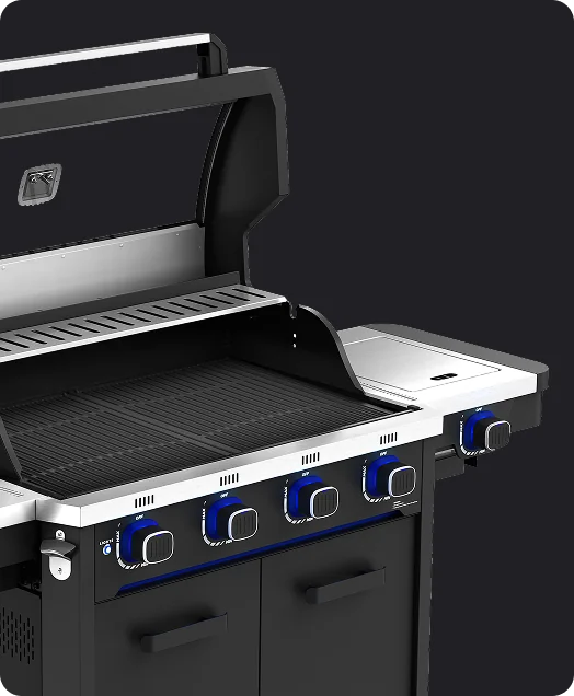 Rock 4 Burners Gas BBQ with Side Burner & Glass Lid